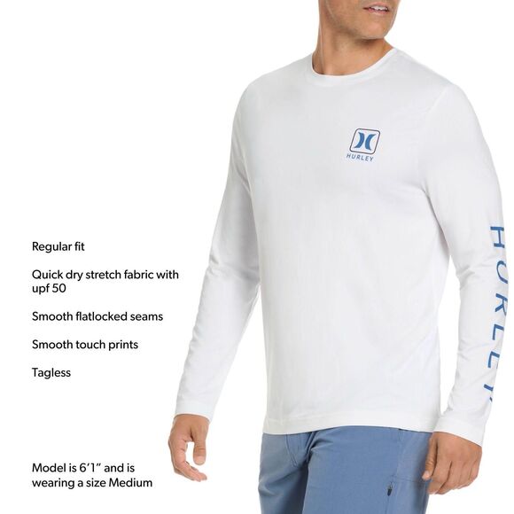Hurley White Long Sleeve Tee with Graphic Design Size 2XL - Picture 4 of 7